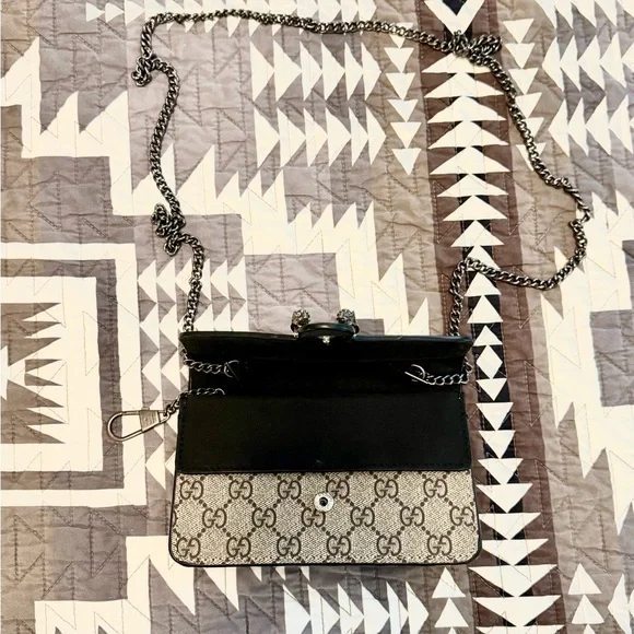 Cream and Black Crossbody Bag with Monogram - Picture 3 of 3